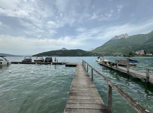 Studio Le Beach du Lac d'Annecy avec les pieds dans l eau, plage et ponton privé